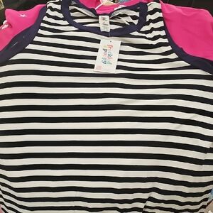 Sew In Love Black and White Striped Top
